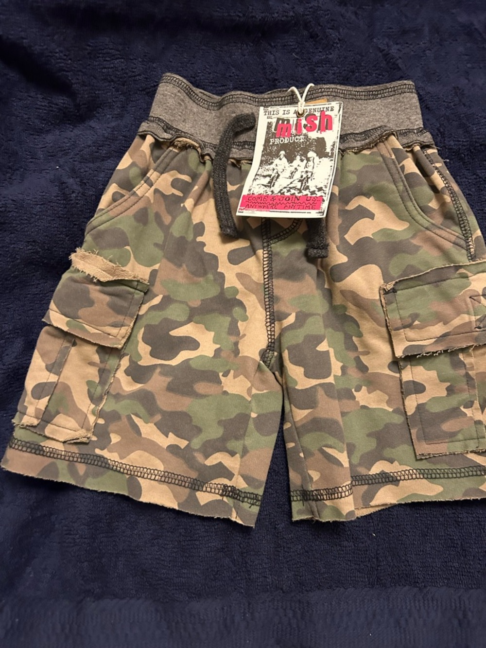 Mish Kids Camo Cargo Shorts - Green